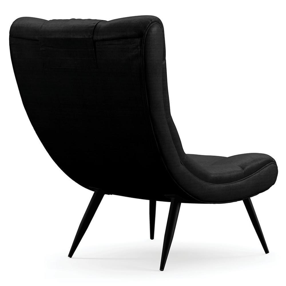 Kit 2 Poltronas Decorativas Sala De Estar Com Almofada E Pés Palito Lord Facto Dunas Preto - Ibiza - 9