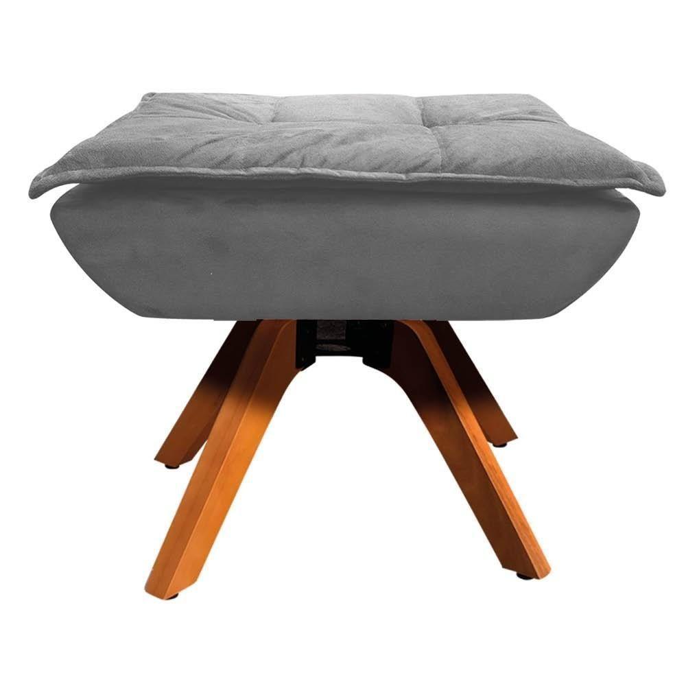 Kit 2 Poltronas Decorativas Base Giratória Giromad Com Puff Opla Suede Grafite - Ibiza - 3