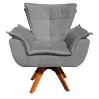 Kit 2 Poltronas Decorativas Base Giratória Giromad Com Puff Opla Suede Grafite - Ibiza - 2