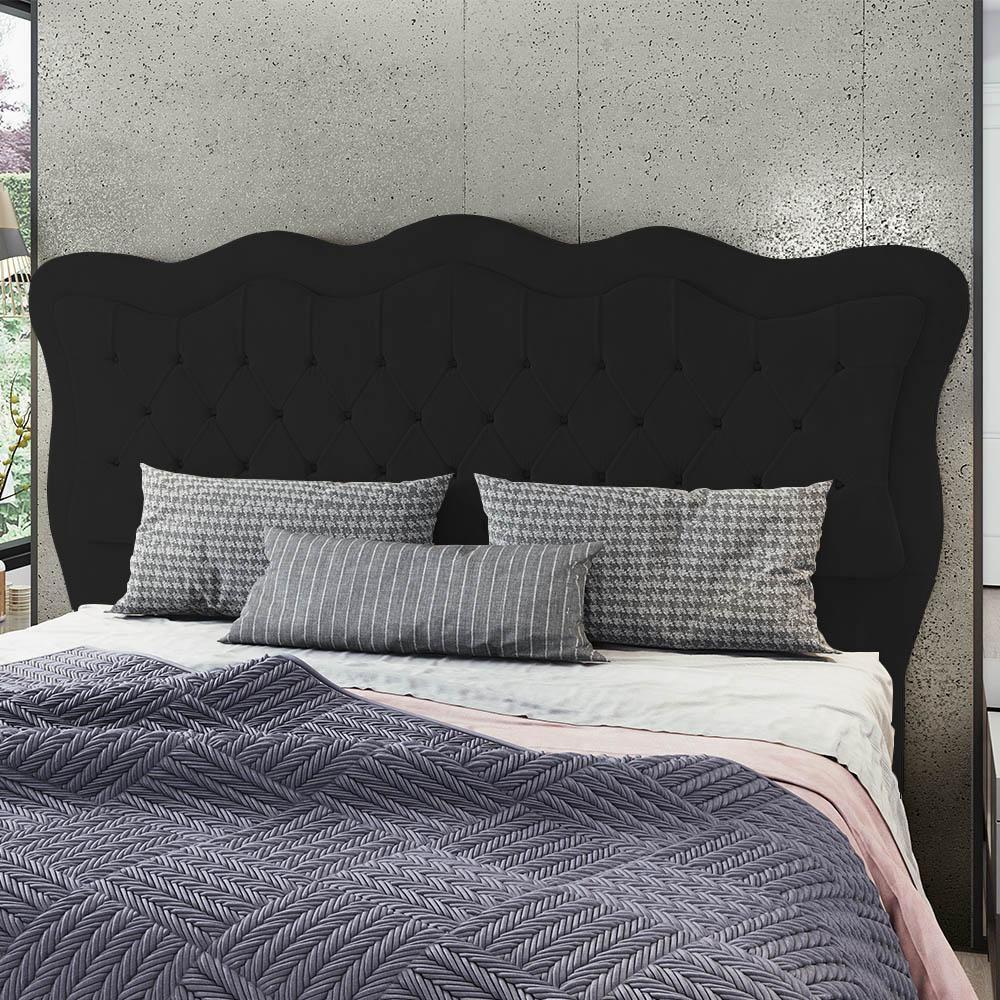 Cabeceira Casal Queen Cama Box 160cm Oregon I02 Veludo Preto - Mpozenato - 7