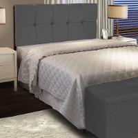 Cabeceira Casal Painel Cama Box 140cm Nina Suede Cinza - Ibiza - 1