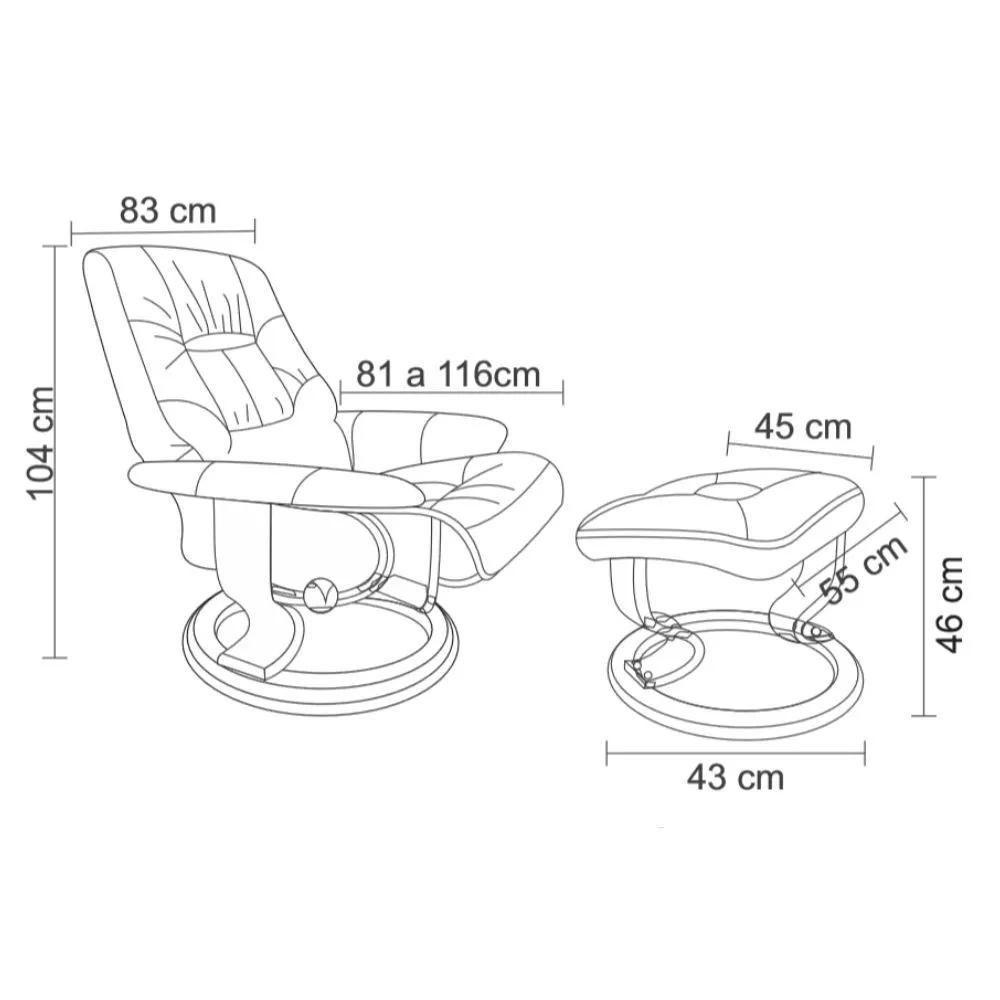 Poltrona Do Papai Massageadora Elétrica Com Puff Louis R02 Sintético Marrom - Mpozenato - 4