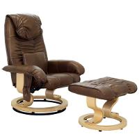 Poltrona Do Papai Massageadora Elétrica Com Puff Louis R02 Sintético Marrom - Mpozenato - 1