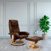 Poltrona Do Papai Massageadora Elétrica Com Puff Louis R02 Sintético Marrom - Mpozenato - 2