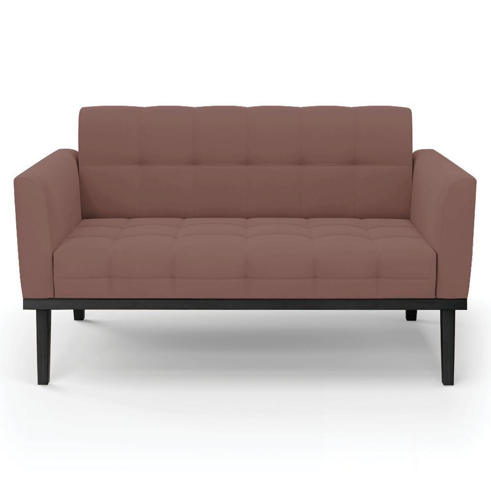 Sofá Namoradeira E 1 Poltrona Base Madeira Preto Ana Veludo Rosê - Ibiza - 2