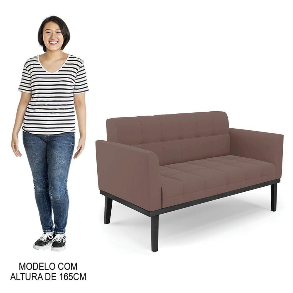 Sofá Namoradeira E 1 Poltrona Base Madeira Preto Ana Veludo Rosê - Ibiza - 10