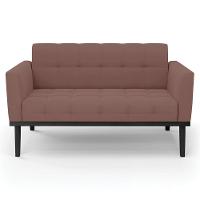 Sofá Namoradeira E 1 Poltrona Base Madeira Preto Ana Veludo Rosê - Ibiza - 2