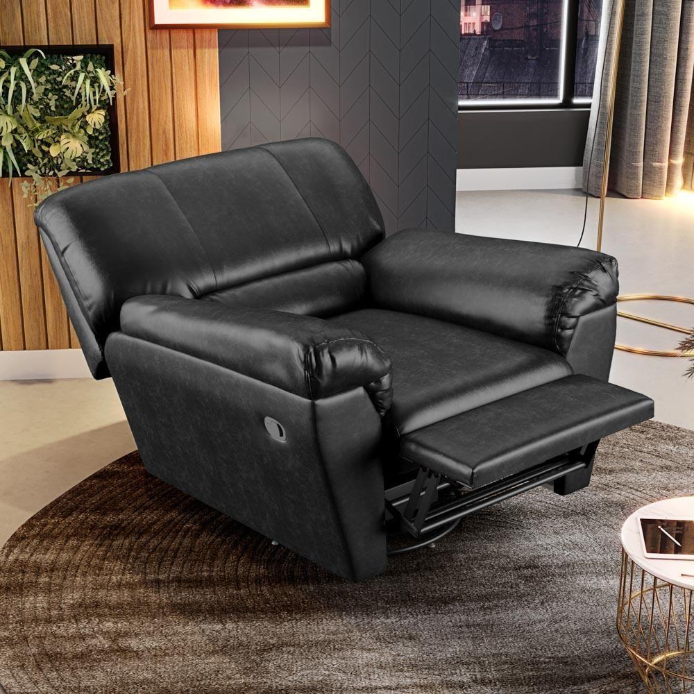 Poltrona Do Papai Reclinável Retrátil Taty D05 Corano Preto - Mpozenato - 2