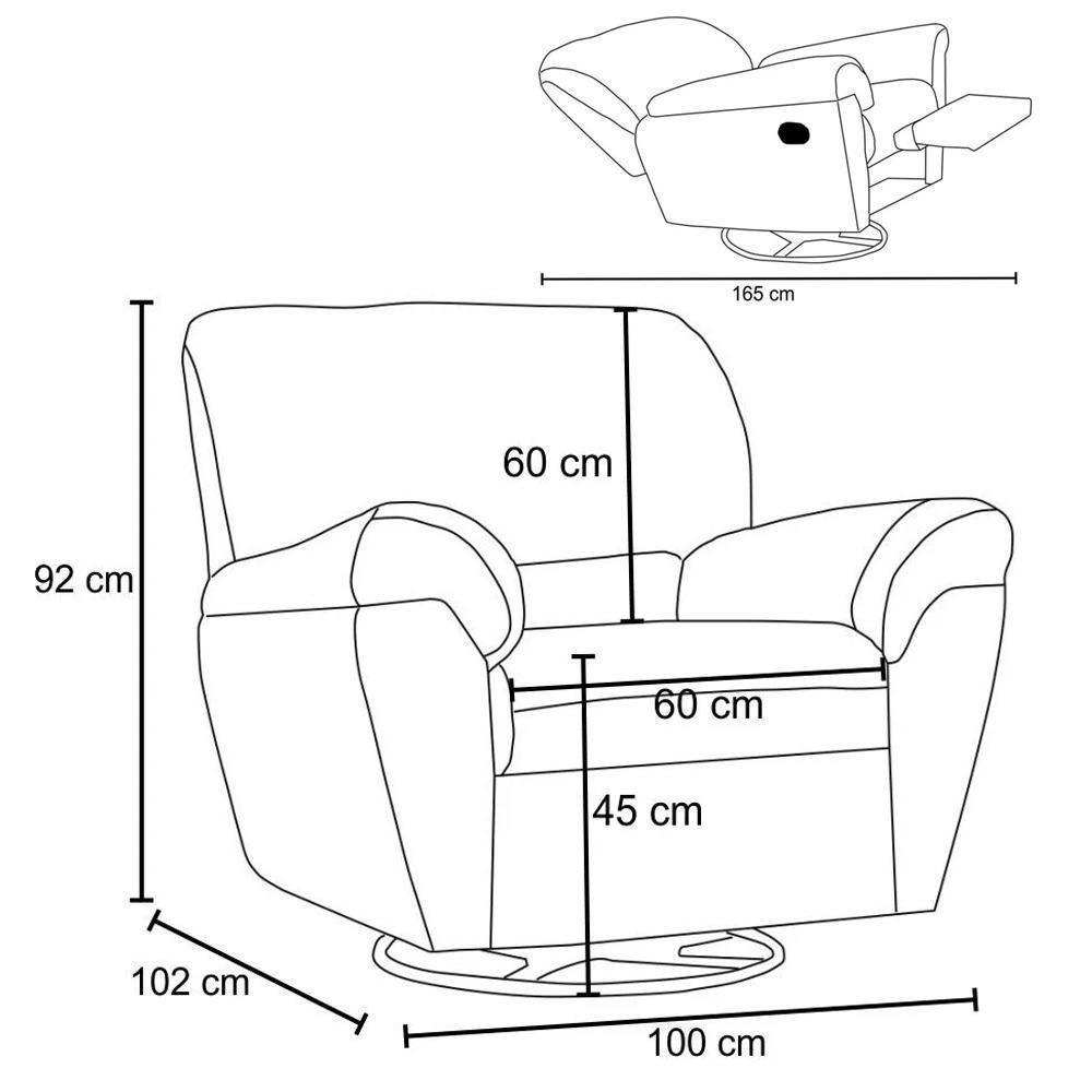 Poltrona Do Papai Reclinável Retrátil Taty D05 Corano Preto - Mpozenato - 4