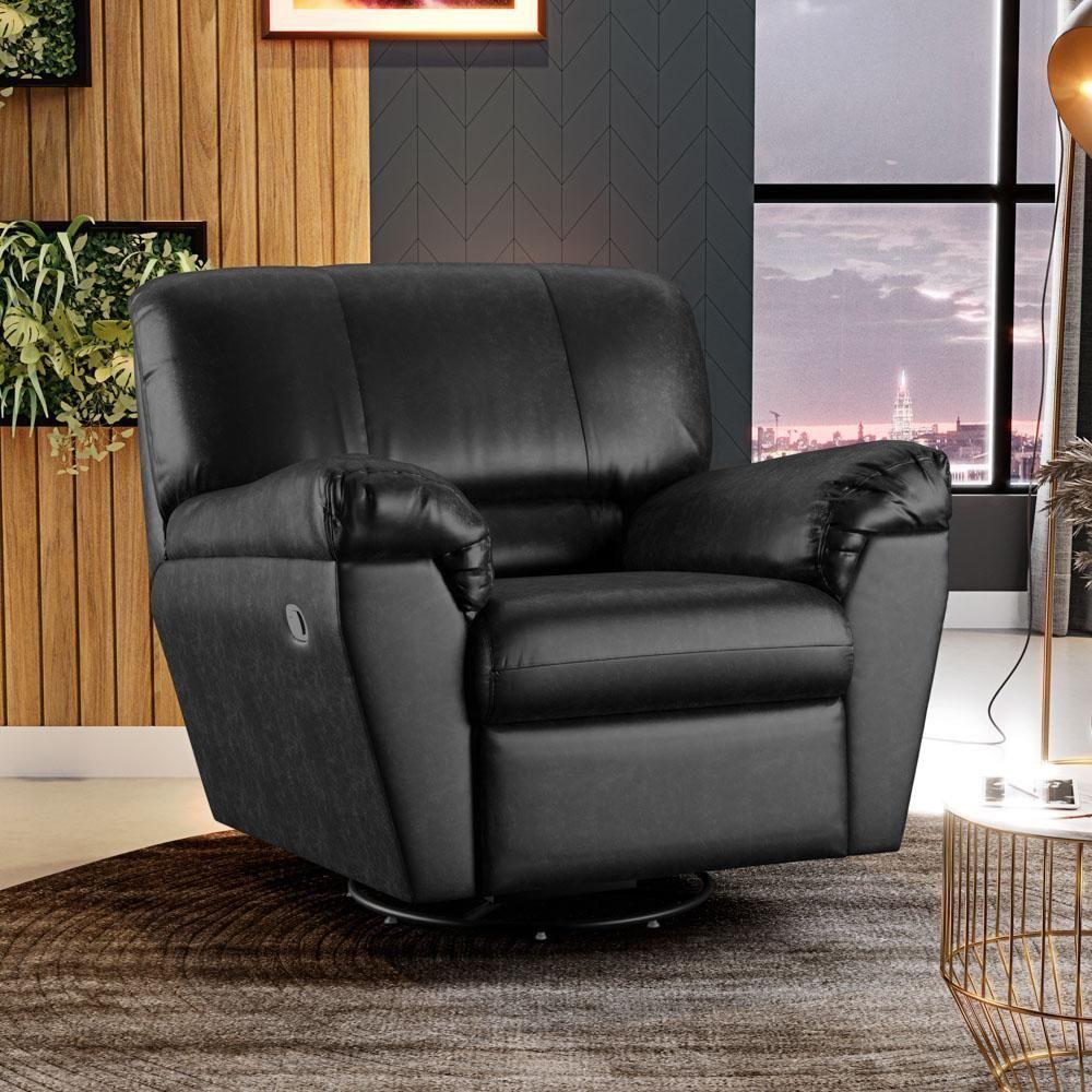 Poltrona Do Papai Reclinável Retrátil Taty D05 Corano Preto - Mpozenato - 5