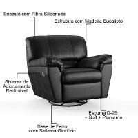 Poltrona Do Papai Reclinável Retrátil Taty D05 Corano Preto - Mpozenato - 3