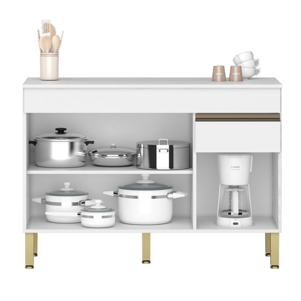 Balcão Com Tampo Cozinha Line 120 Cm Com 3 Portas E 1 Gaveta Supremo - 5