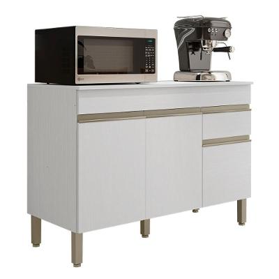 Balcão Com Tampo Cozinha Line 120 Cm Com 3 Portas E 1 Gaveta Supremo