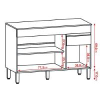 Balcão Com Tampo Cozinha Line 120 Cm Com 3 Portas E 1 Gaveta Supremo - 2