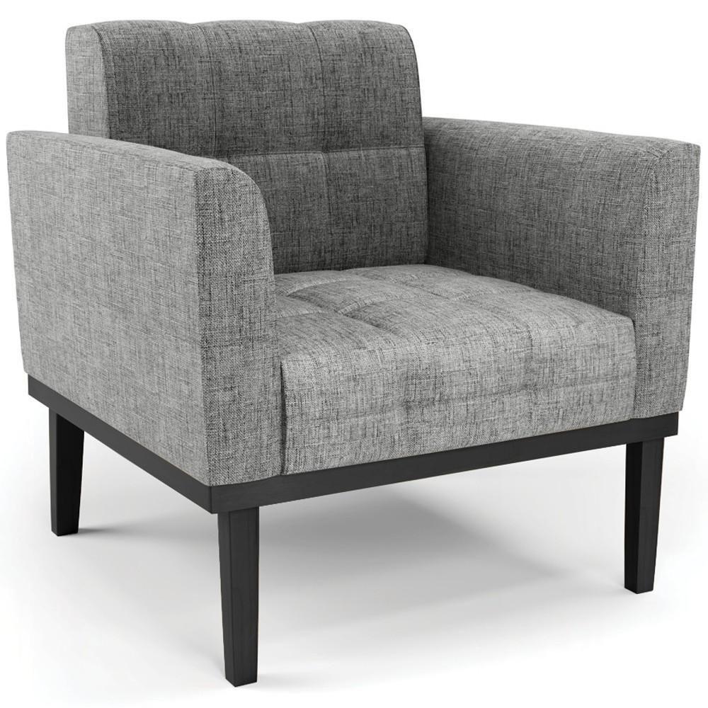 Poltrona Decorativa Base Madeira Preto Ana Linho Grafite - Ibiza - 1