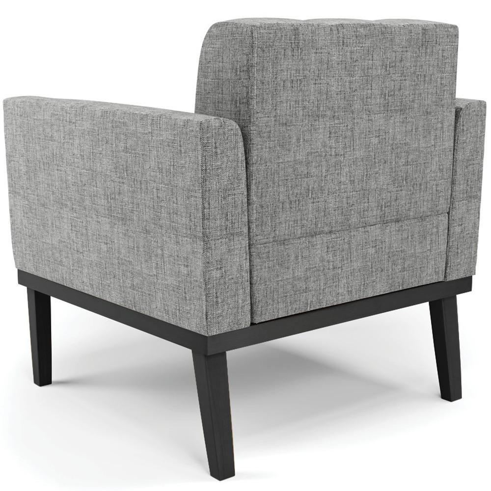 Poltrona Decorativa Base Madeira Preto Ana Linho Grafite - Ibiza - 6