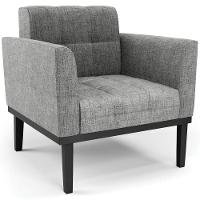 Poltrona Decorativa Base Madeira Preto Ana Linho Grafite - Ibiza - 1