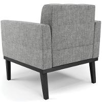 Poltrona Decorativa Base Madeira Preto Ana Linho Grafite - Ibiza - 6