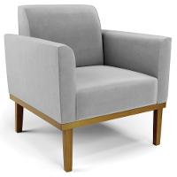 Poltrona Base Madeira Castanho Kit 2 Maressa Suede Cinza - Ibiza - 5