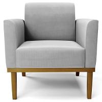 Poltrona Base Madeira Castanho Kit 2 Maressa Suede Cinza - Ibiza - 6