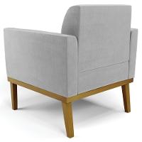 Poltrona Base Madeira Castanho Kit 2 Maressa Suede Cinza - Ibiza - 7