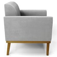 Poltrona Base Madeira Castanho Kit 2 Maressa Suede Cinza - Ibiza - 8