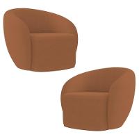 Poltrona Para Sala De Estar Orgânica Kit Com 2 Garbin K04 Bouclê Terracota - Mpozenato - 1