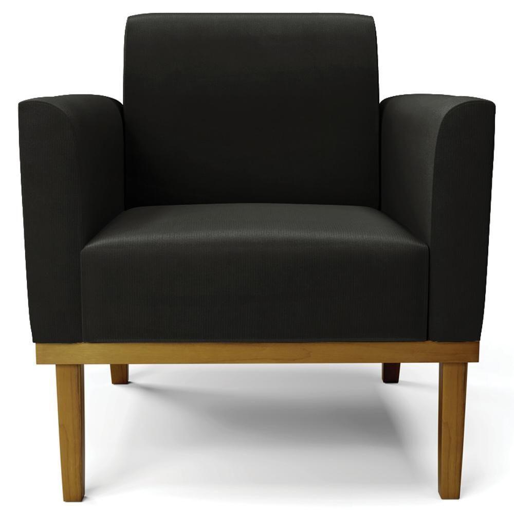Sofá Namoradeira E 1 Poltrona Base Madeira Castanho Maressa Suede Preto - Ibiza - 8