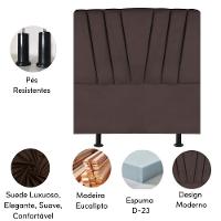 Cabeceira Estofada Cama Box King 195 Cm Ariel Suede Marrom