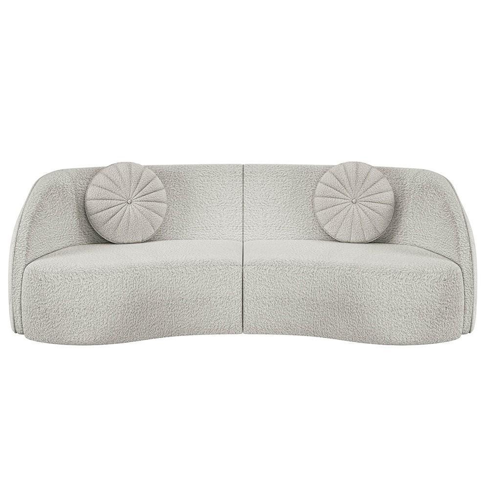 Sofá Decorativo 3 Lugares 240cm Com Almofadas E Poltrona Zion M22 Boucle Branco - Mpozenato - 5
