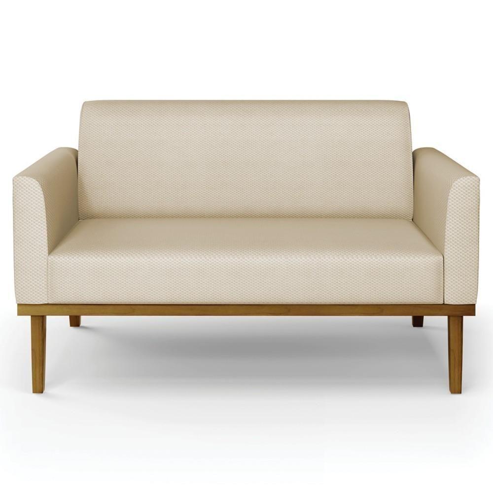 Sofá Namoradeira E 1 Poltrona Base Madeira Castanho Maressa Veludo Luxo Off White - Ibiza - 9