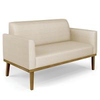 Sofá Namoradeira E 1 Poltrona Base Madeira Castanho Maressa Veludo Luxo Off White - Ibiza - 7