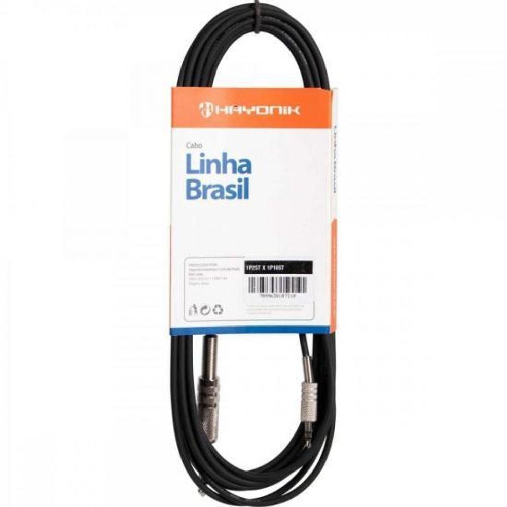 Cabo De áudio Linha Brasil P2 Estéreo X P10 Estéreo 1,2m Preto Hayonik - 1