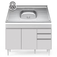 Balcão Gabinete Com Pia Inox 120cm Michigan Branco - Lumil - 1