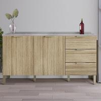 Balcão Gabinete Com Pia Inox 160cm Charm K02 Freijó - Mpozenato - 2