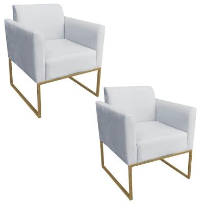 Kit 2 Poltronas Decorativas Maressa S10 Suede Cinza Ibiza