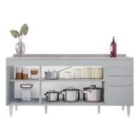 Balcão De Cozinha Com Pia Inox 180cm 4 Portas Dallas Cinza Claro - Lumil - 7