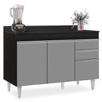 Balcão Gabinete Para Pia Com Tampo 120cm Michigan Pto-cinza - Lumil - 1