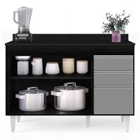 Balcão Gabinete Para Pia Com Tampo 120cm Michigan Pto-cinza - Lumil - 3