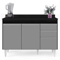 Balcão Gabinete Para Pia Com Tampo 120cm Michigan Pto-cinza - Lumil - 7