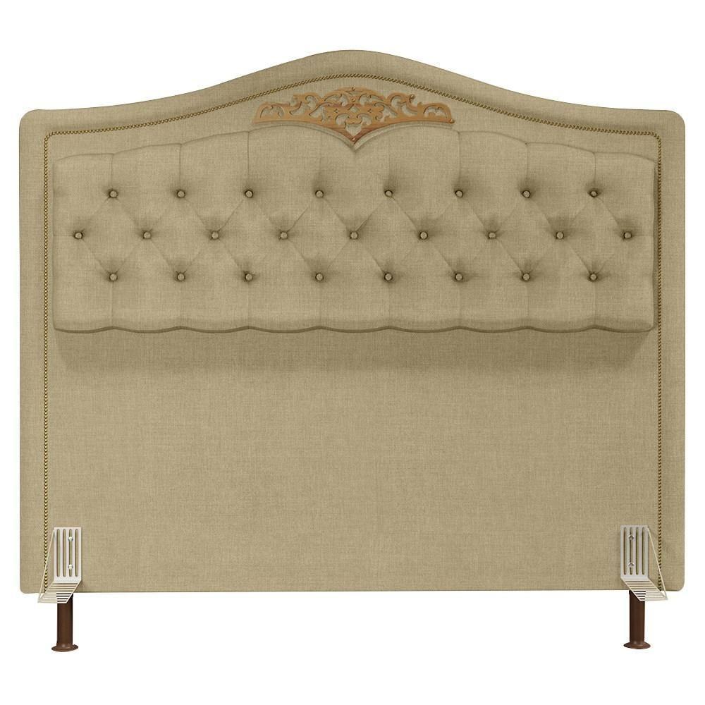 Cabeceira Cama Box Casal 140cm Com Tachas Imperial J02 Linho Areia - Mpozenato - 4