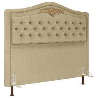 Cabeceira Cama Box Casal 140cm Com Tachas Imperial J02 Linho Areia - Mpozenato - 1