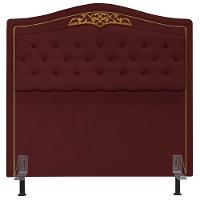 Cabeceira Cama Box Casal 140cm Com Tachas Imperial Veludo J02 Vinho - Mpozenato - 3