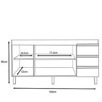 Balcão Gabinete Para Pia 160cm Sem Tampo 3 Portas Karen P14 Branco - Mpozenato