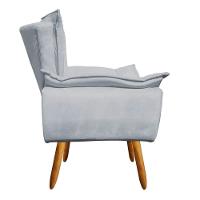 Kit 2 Poltronas Decorativas Sala De Estar Pés Palito Opla Suede Cinza - Ibiza - 3