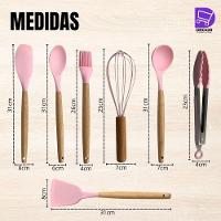 Conjunto Kit Premium De Utensílios De Silicone 8 Peças Rosa - 3