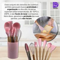 Conjunto Kit Premium De Utensílios De Silicone 8 Peças Rosa - 4