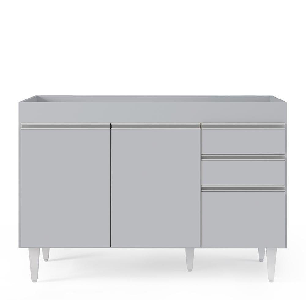 Balcão De Cozinha Para Pia 120cm 3 Portas Sem Tampo Michigan Cinza Claro - Lumil - 6