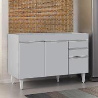 Balcão De Cozinha Para Pia 120cm 3 Portas Sem Tampo Michigan Cinza Claro - Lumil - 2