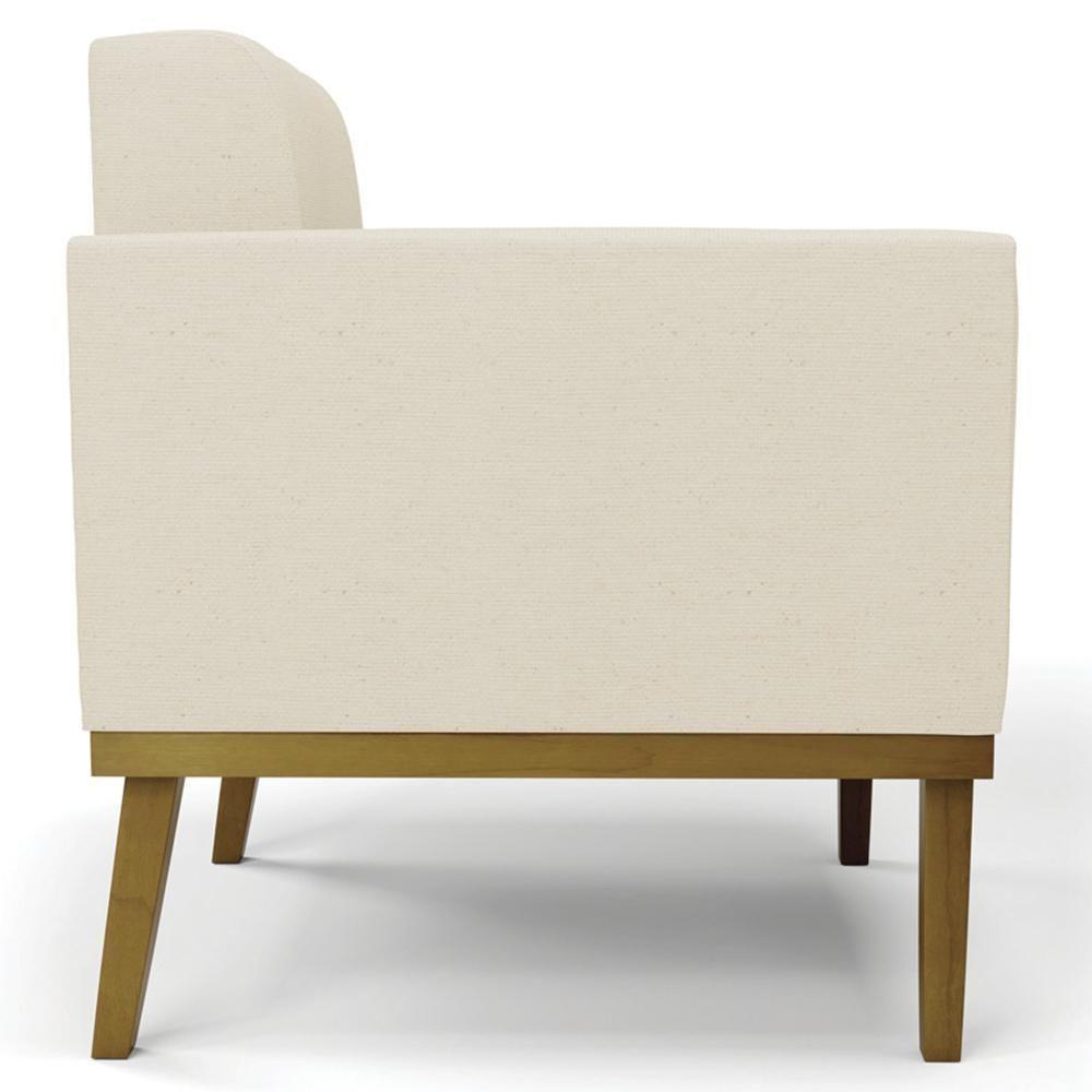 Poltrona Base Madeira Castanho Kit 2 Ana Linho Bege - Ibiza - 4